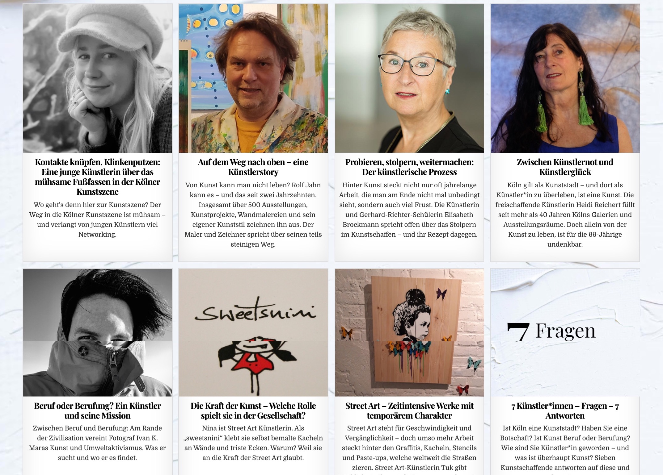 NAHAUFNAHMEN: Porträts von Künstlern aus Köln